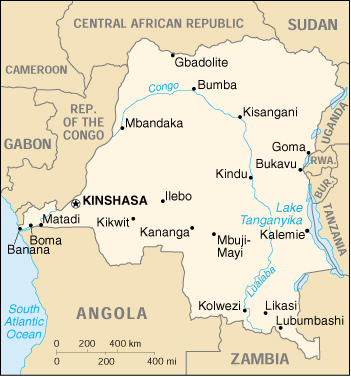 Map of Congo, Democratic Republic of